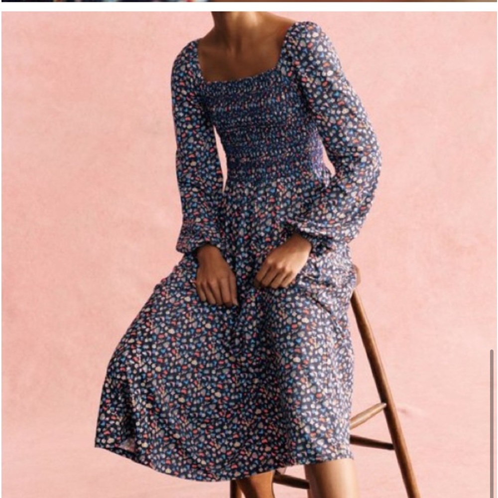 Boden floral print smocked midi dress size 16/18 - Picture 8 of 12